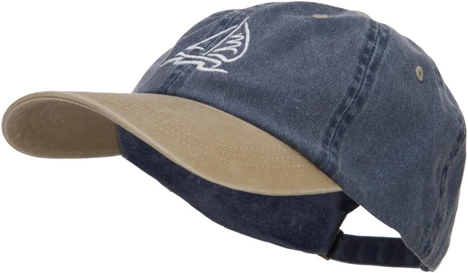 Sailboat Wave Embroidered Washed Two Tone Cap