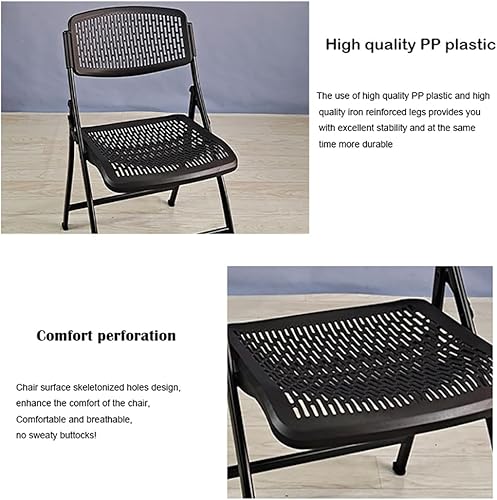 Miniatura 6 de Paquete de 2 sillas plegables de plástico para muebles, silla plegable de metal blanco apilable, capacidad de peso de 400 libras, acero plegable de