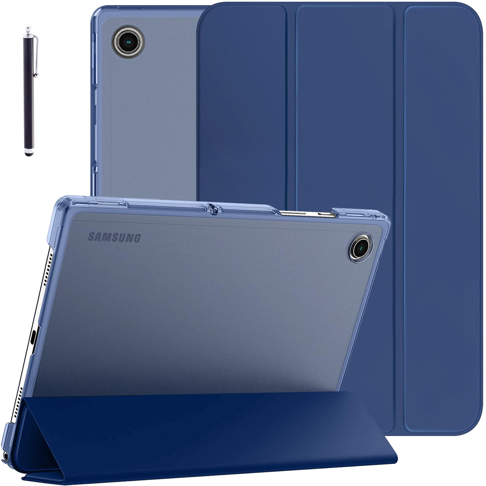 Robustrion Cover for Samsung Galaxy Tab A11 8.7 inch/Tab A9 8.7" Cover Case, Flip Stand Cover Case for Samsung Galaxy Tab A9 / A11 Tablet Cover with Transparent Back - Navy