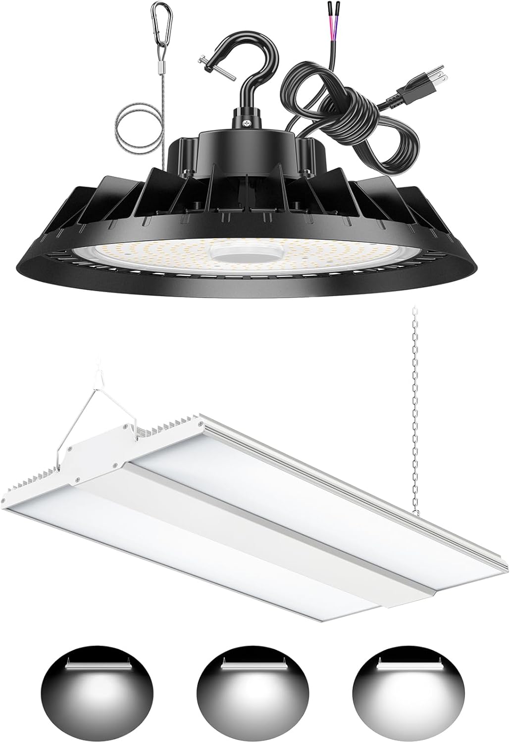 ADUB UFO LED High Bay Light 150W 5000K DLC&ETL Listed, 300W Linear LED High Bay Shop Light, 1.89FT Dimmable 0-10V