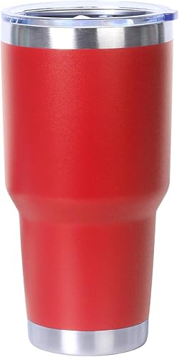 Muka Vaso de acero inoxidable de 30 onzas, taza de viaje aislada con recubrimiento de polvo duradero, color rojo
