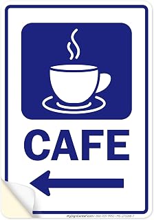 Cafe With Left Arrow Hospital Sign, 10x7 Inches, 4 Mil Vinyl Decal Stickers Weather Resistant, Made in USA by My Sign Center