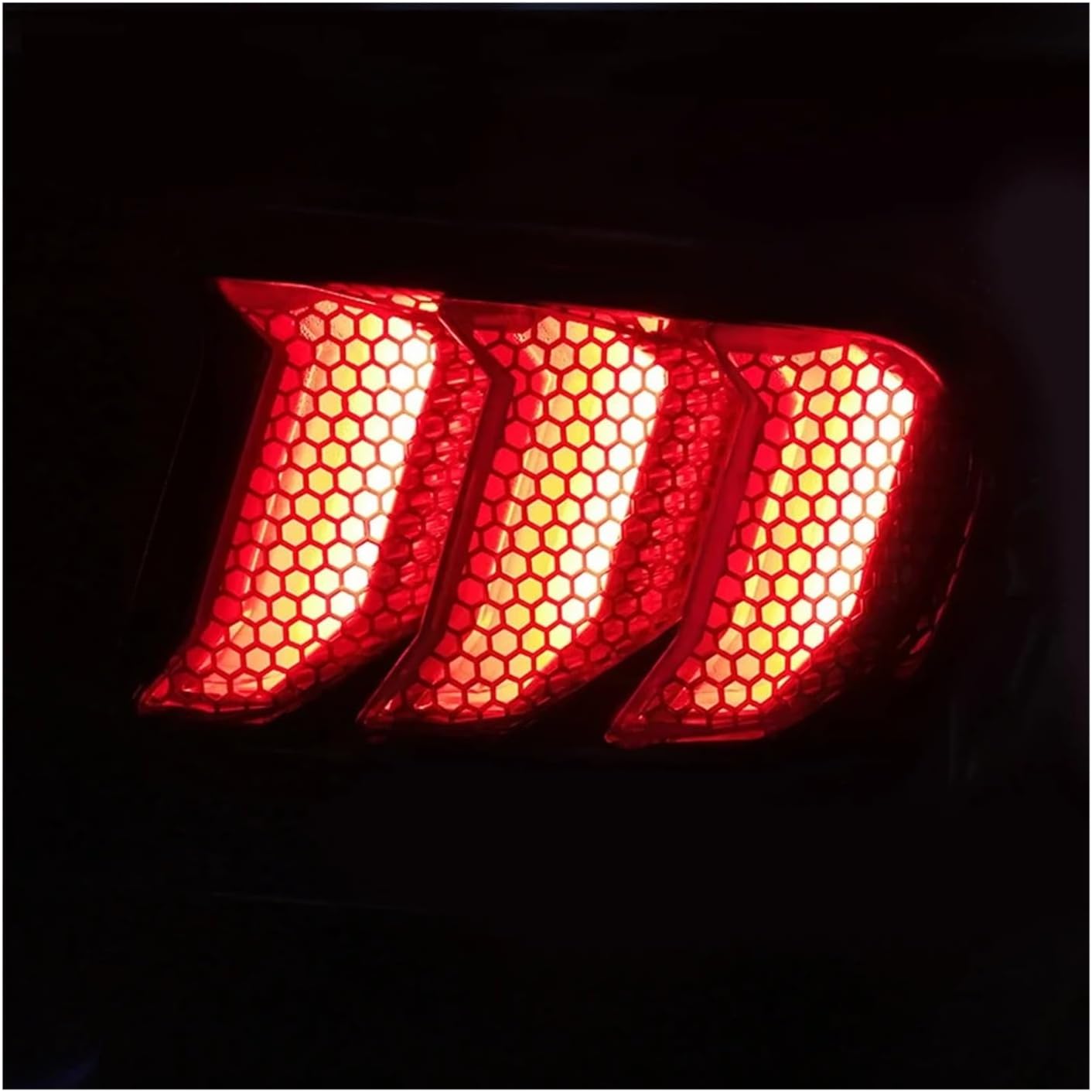 Car Taillights Cover 3D Honeycomb Rear Tail Lamp Hood Decorative Tail Light Sticker ABS 6Pcs Compatible For Ford Mustang 2018-2022(Glossy black)