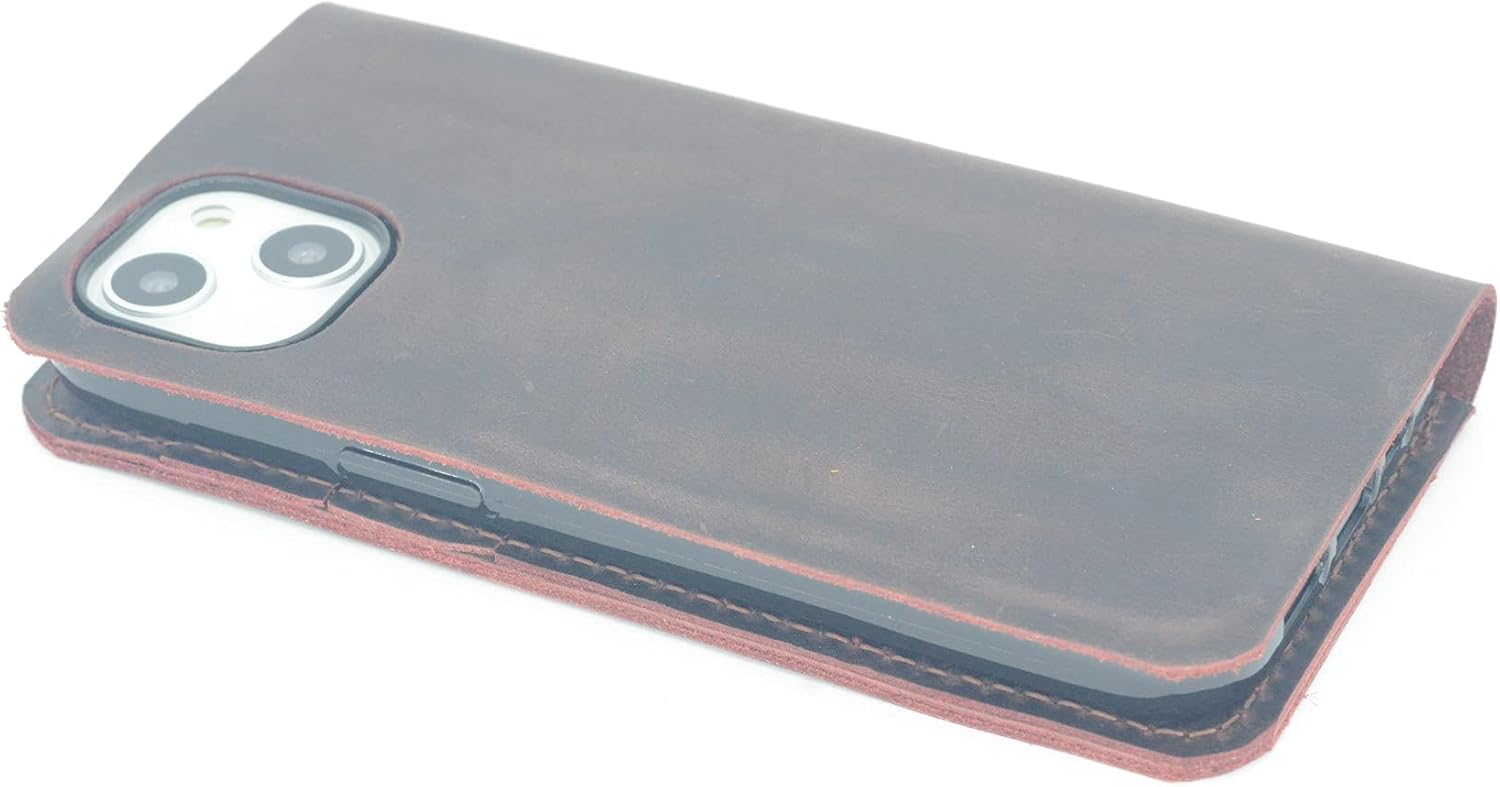 Compatible with iPhone 13 Mini 5.4 inches 5G Genuine Leather Wallet Case Brown