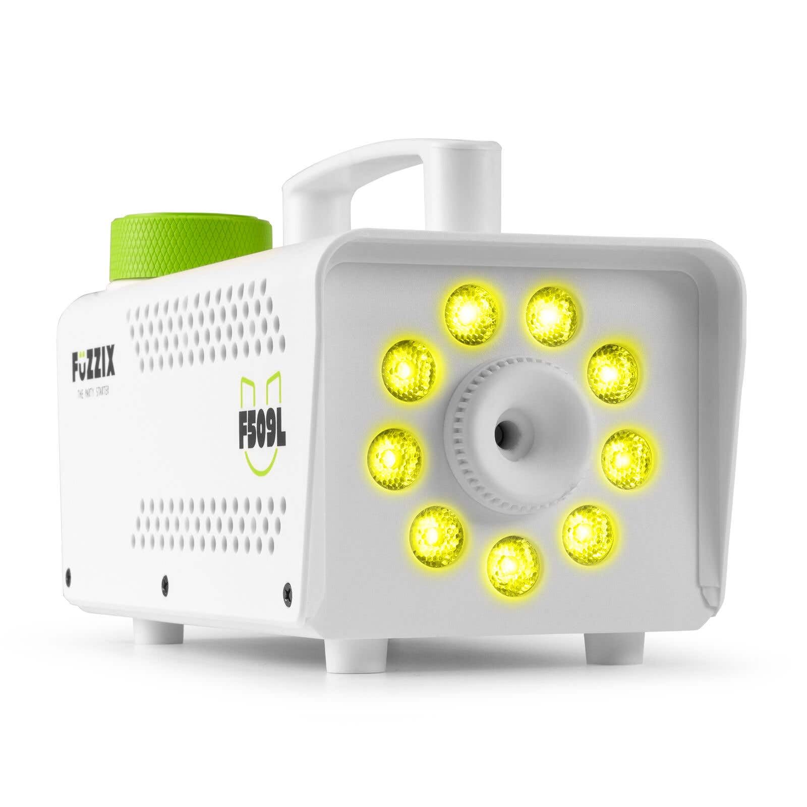 Fuzzix F509LW Nebelmaschine Mini mit LED Lichteffekt und 5 Liter Nebelfluid, 500 Watt mit Fernbedienung, Rauchmaschine Party, Smoke Machine mit 9 LEDs RGB, Hochzeiten, Nebelmaschine Halloween Party