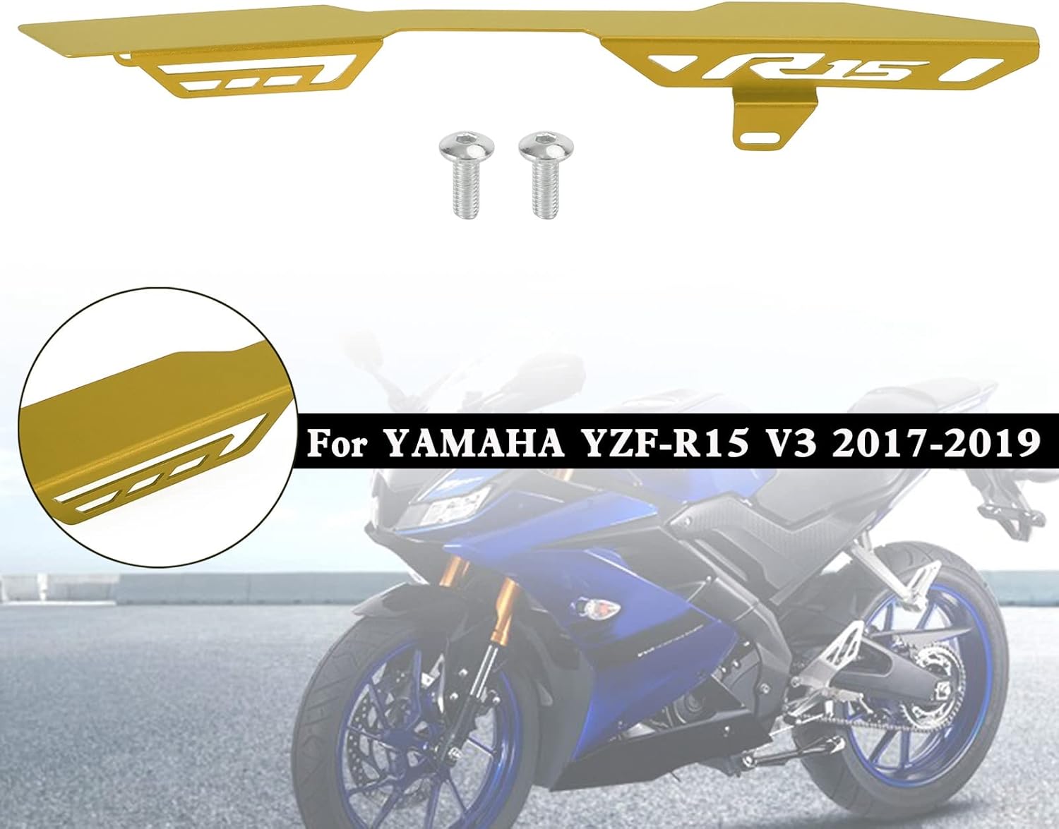 Areyourshop Rear Chain Guard Cover fit for YAMAHA YZF-R15 V3 2017 2018 2019 Gold