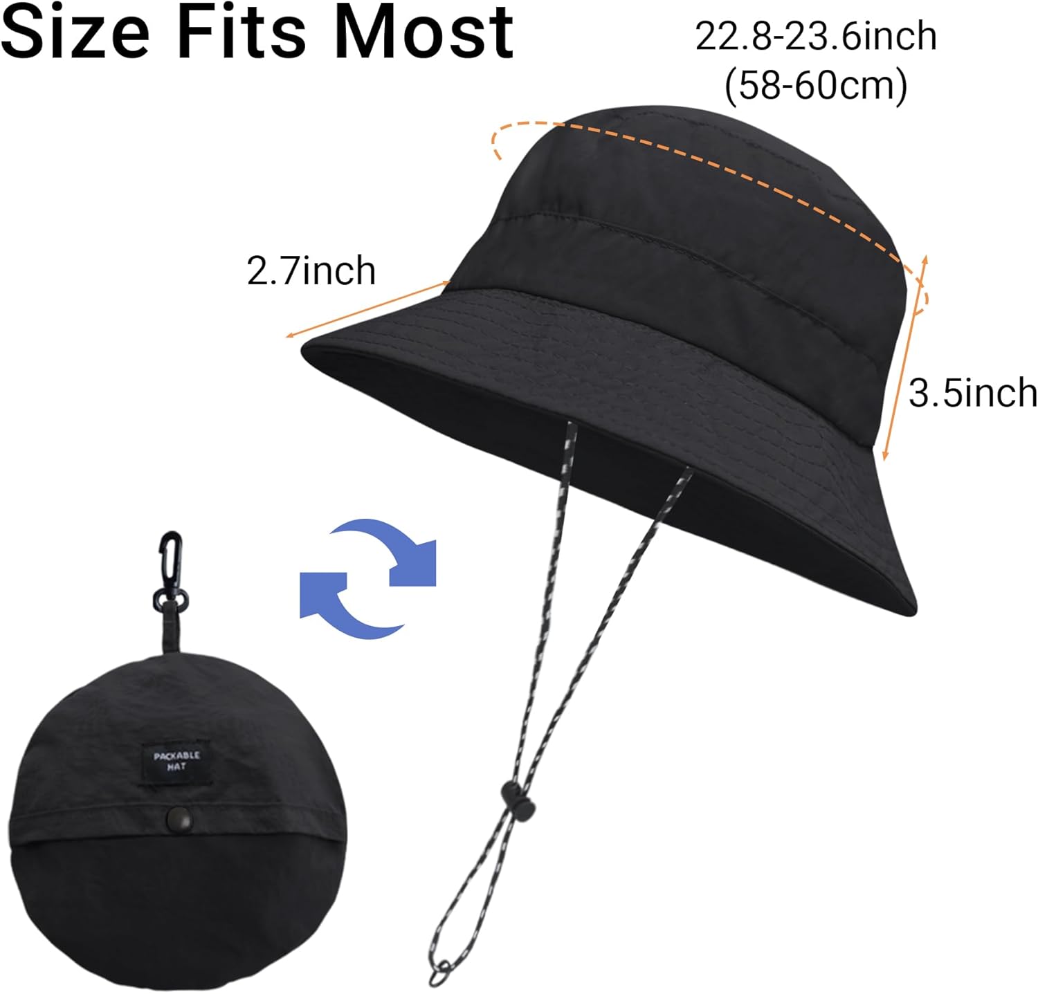 PFFY Waterproof Bucket Hat Rain Quick Dry Hats for Men Women Packable Sun Hat for Fishing Hiking Outdoors - Image 6