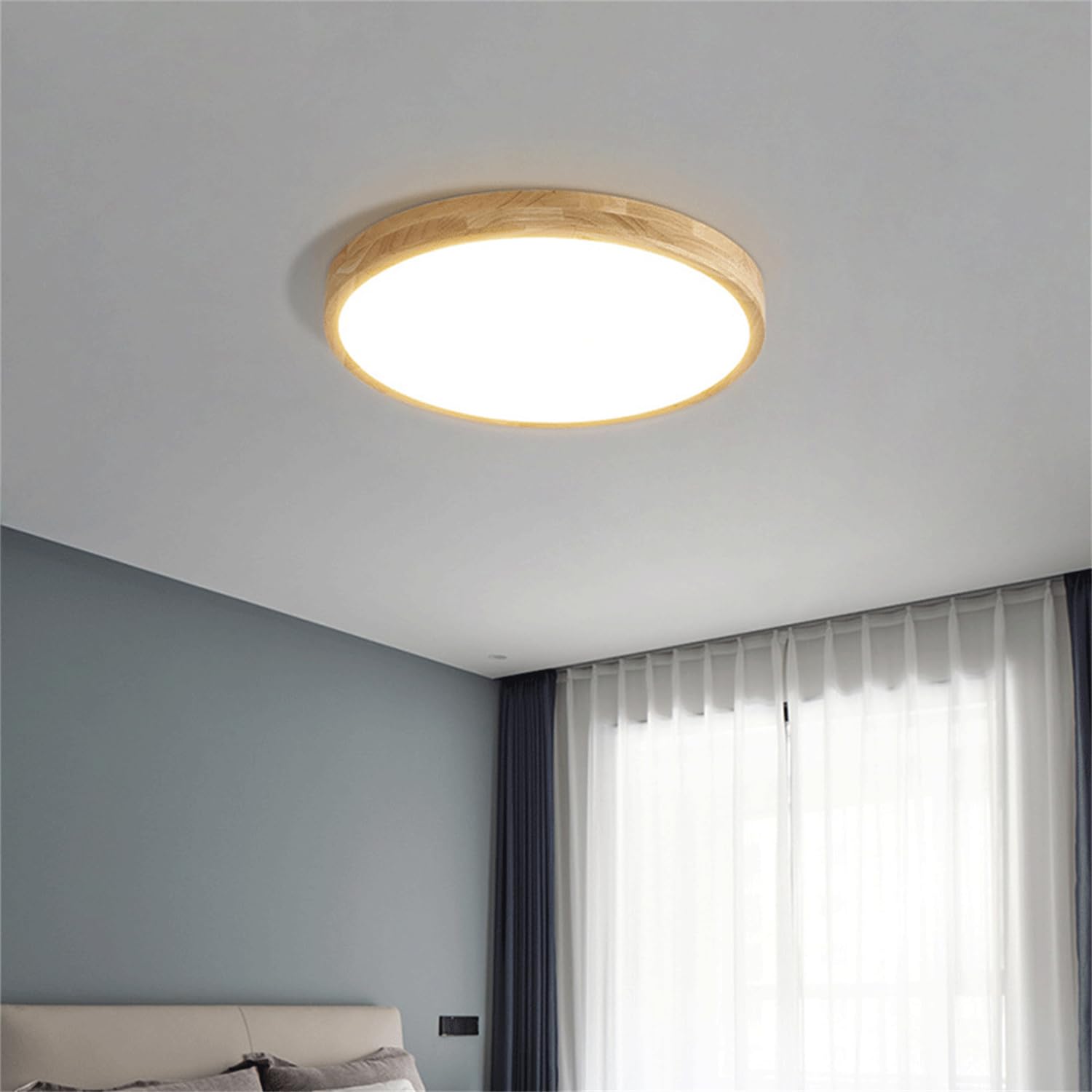 Lámparas Techo LED Madera Con Atenuación Continua Para Dormitorio.