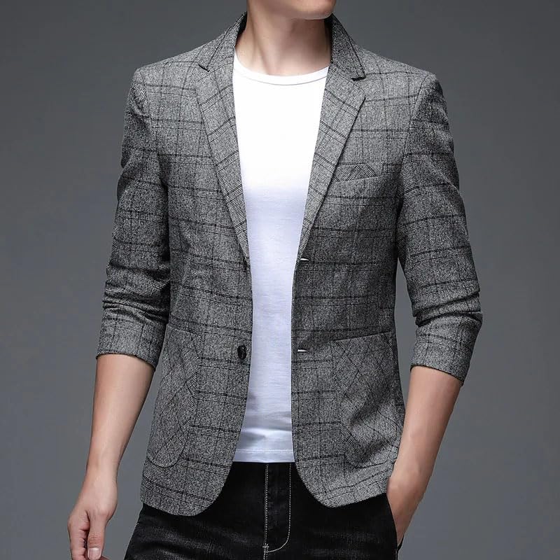 Men's Plaid Business Casual Blazer Coat Wedding Dinner Party Daily Jacket2