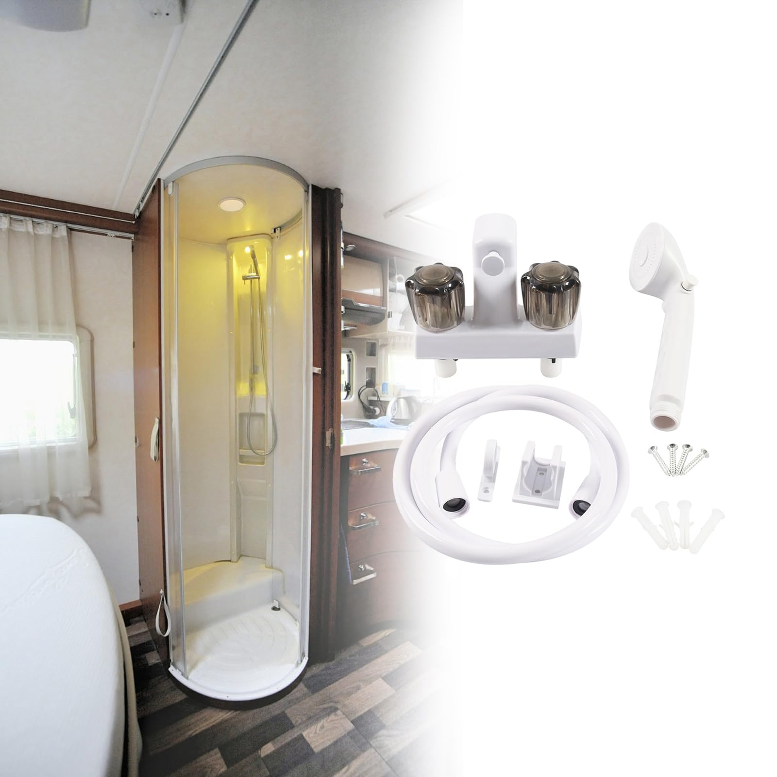 Manguera de ducha para autocaravana, repuesto flexible ABS de 1, 5 m, ligera, resistente a la humedad para mejoras en baño Manguera de ducha ABS
