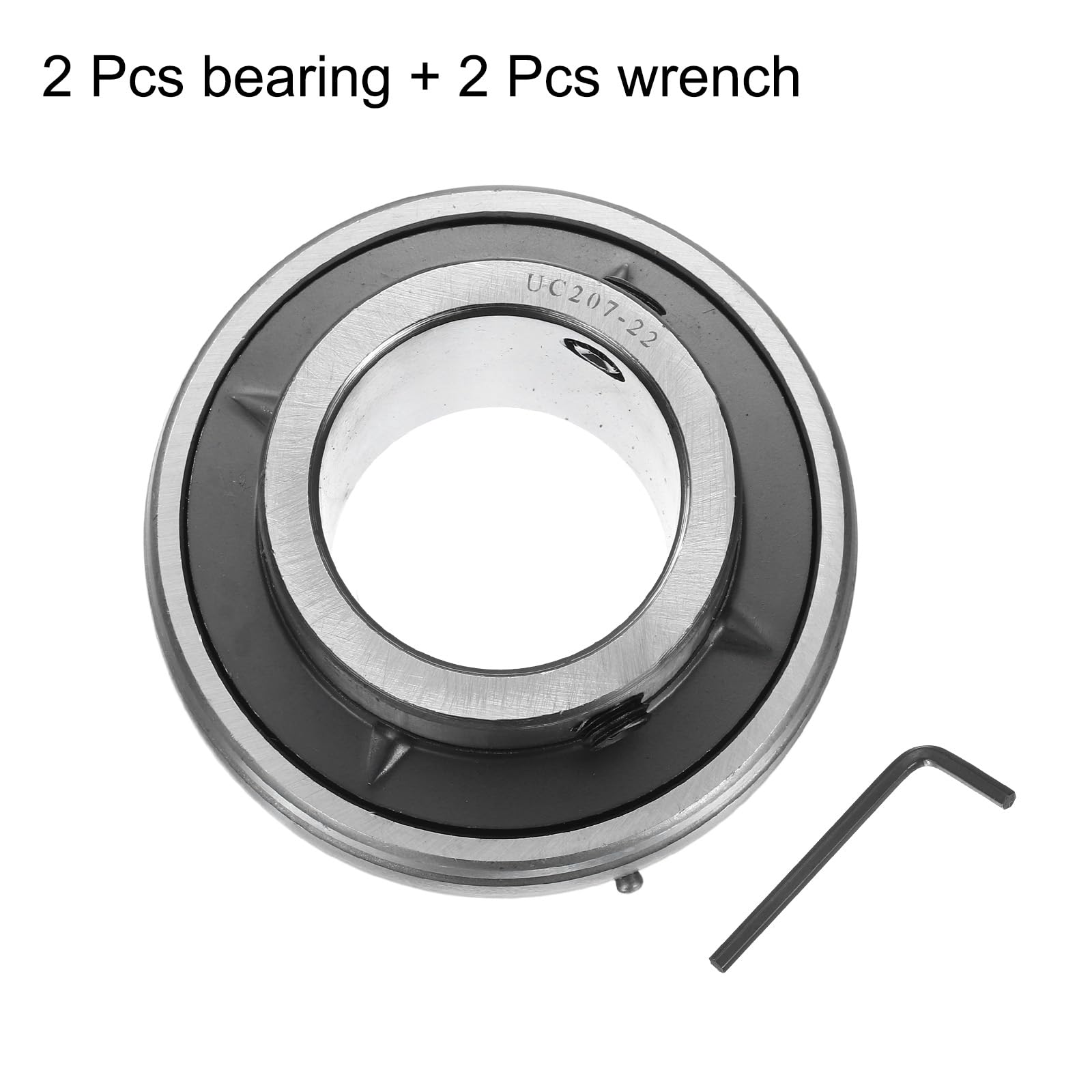 QUARKZMAN 2Pcs UC207-22 Roulements à Semelle 1-3/8" Unités de Roulement de Trou en Acier Chromé (Gcr15) Logement de Roulement Monté en Bride avec Clé