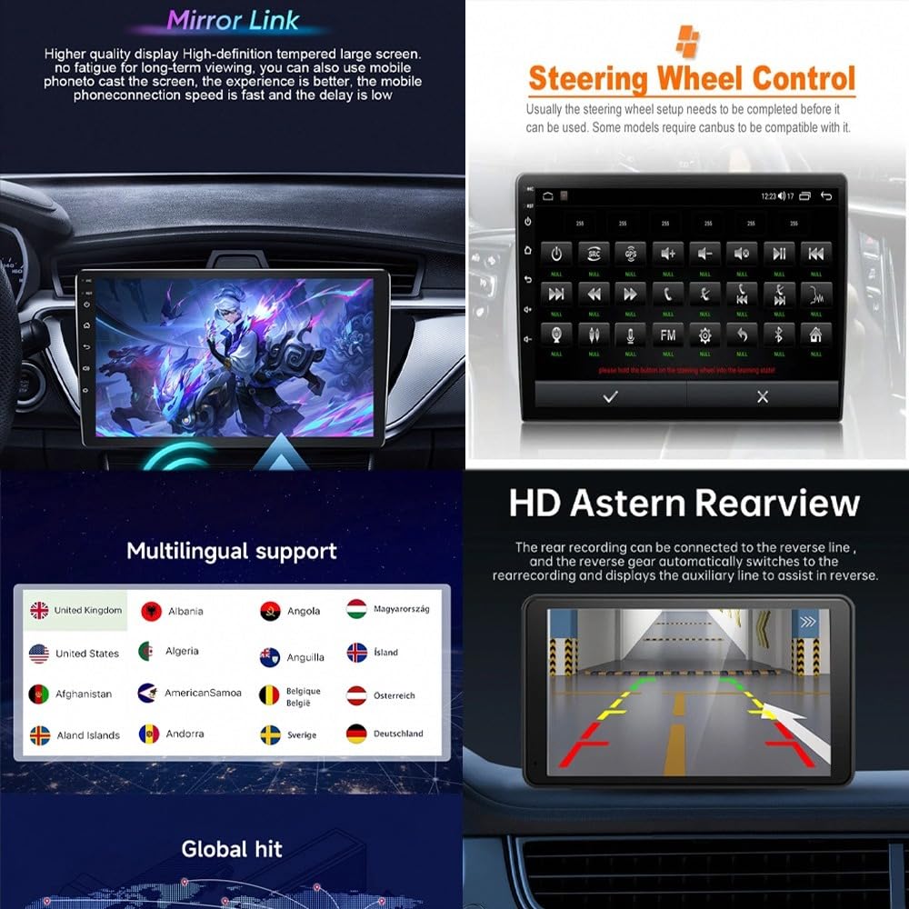 Autoradio 2 Din Bluetooth per Renault Logan 2 Sandero 2 2014-2019 Wireless Carplay Android Auto Stereo Auto Bluetooth Ips con Pantalla Táctil con Gps, 4 Nucleo 4G+64G