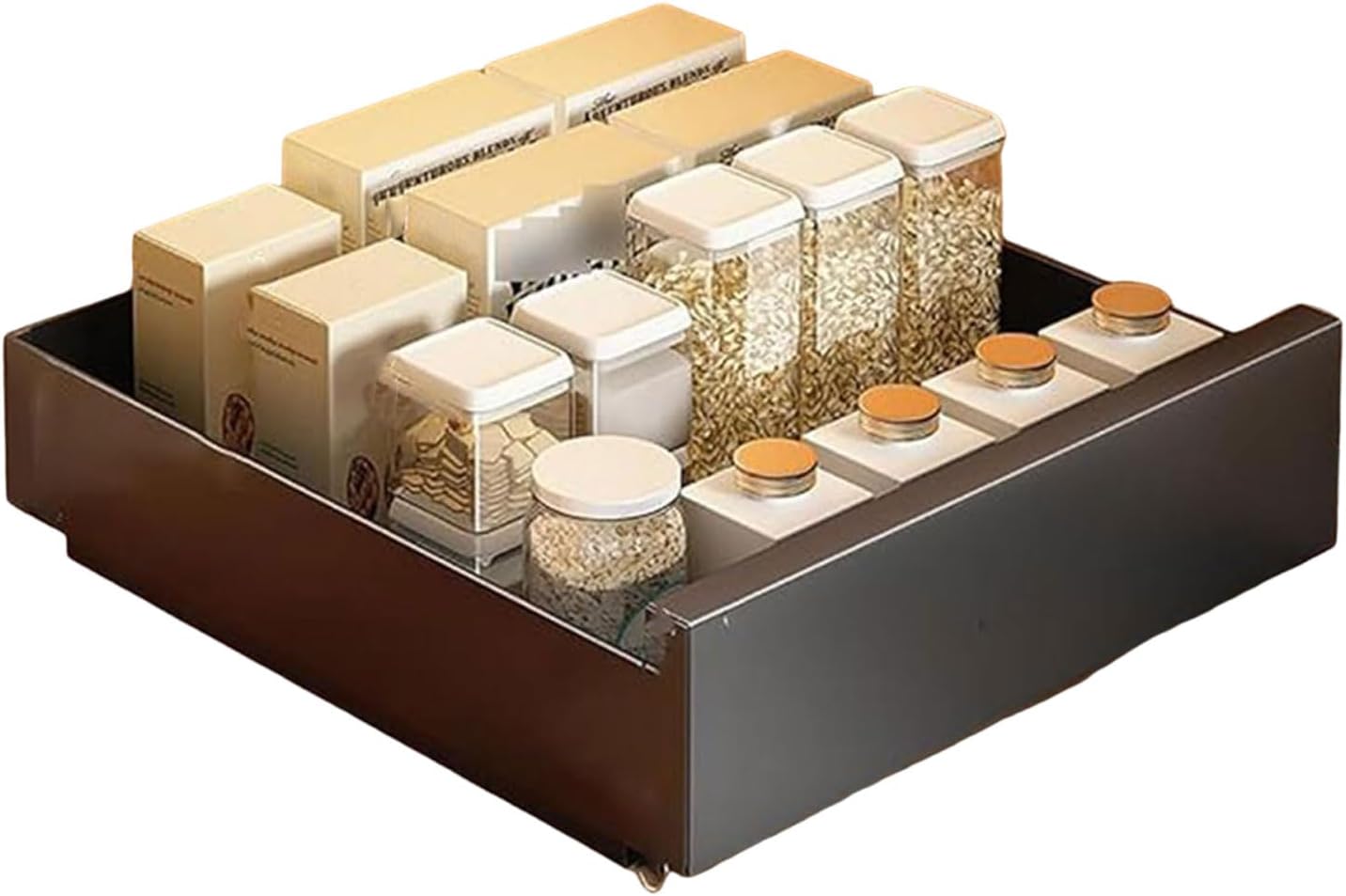 Pull Out Cabinet Organizer with Smooth Sliding Track - 3 Slide Rails Kitchen & Bathroom Storage Solution for Framed Cabinets, Maximize Space & Easy Access