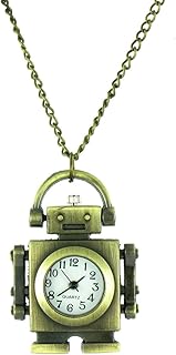 Collana con orologio da tasca con robot d'oro