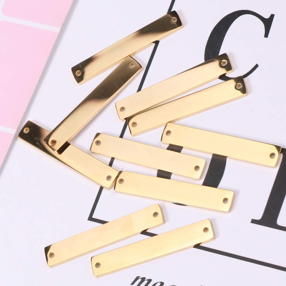 EXCEART 10pcs Double Hole Connector Pieces Mirror Hanging Pendant Accessories for DIY Jewelry Making Necklace Bracelet Earrings Key Chain Bag Charm Craft Supplies