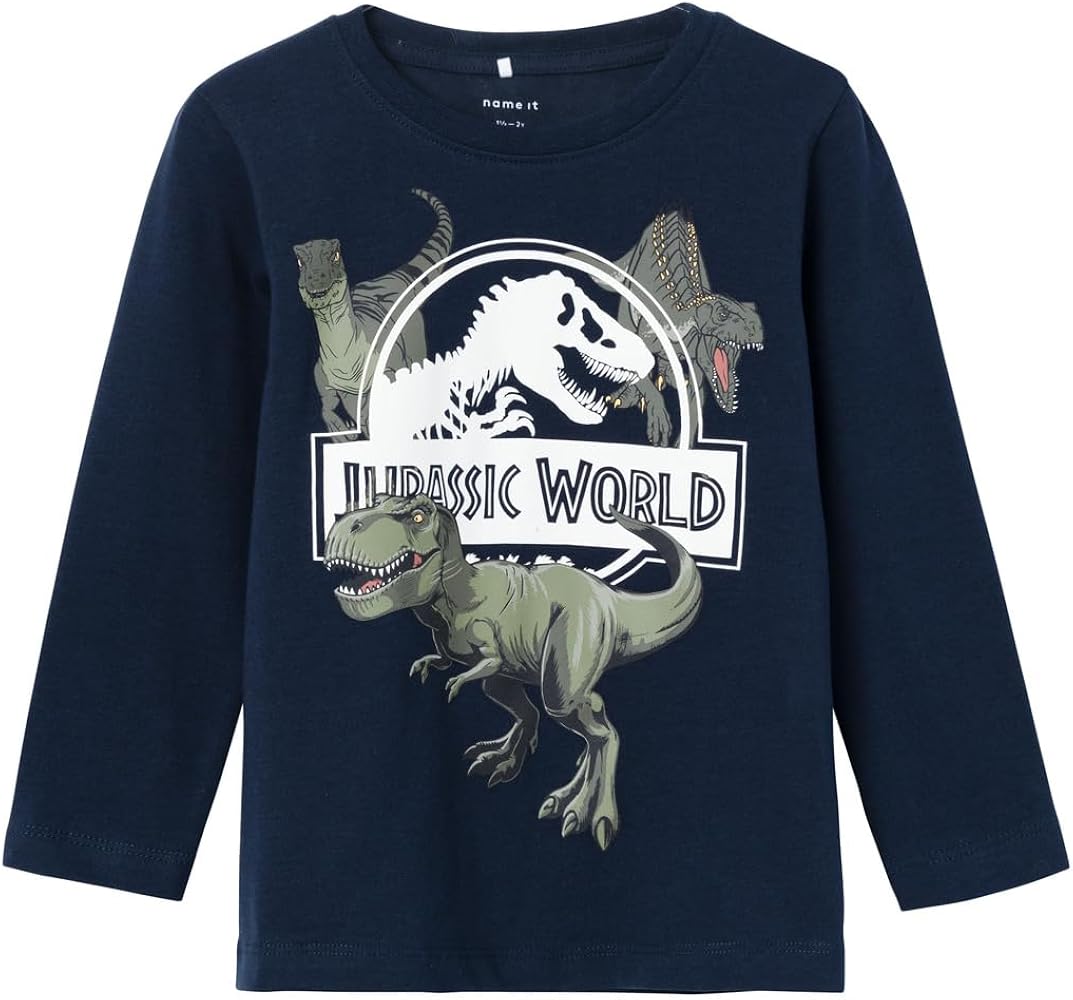 T-shirt Garçon Jurassic World – 8 Ans – Noir – Manches Longues – 100% Coton