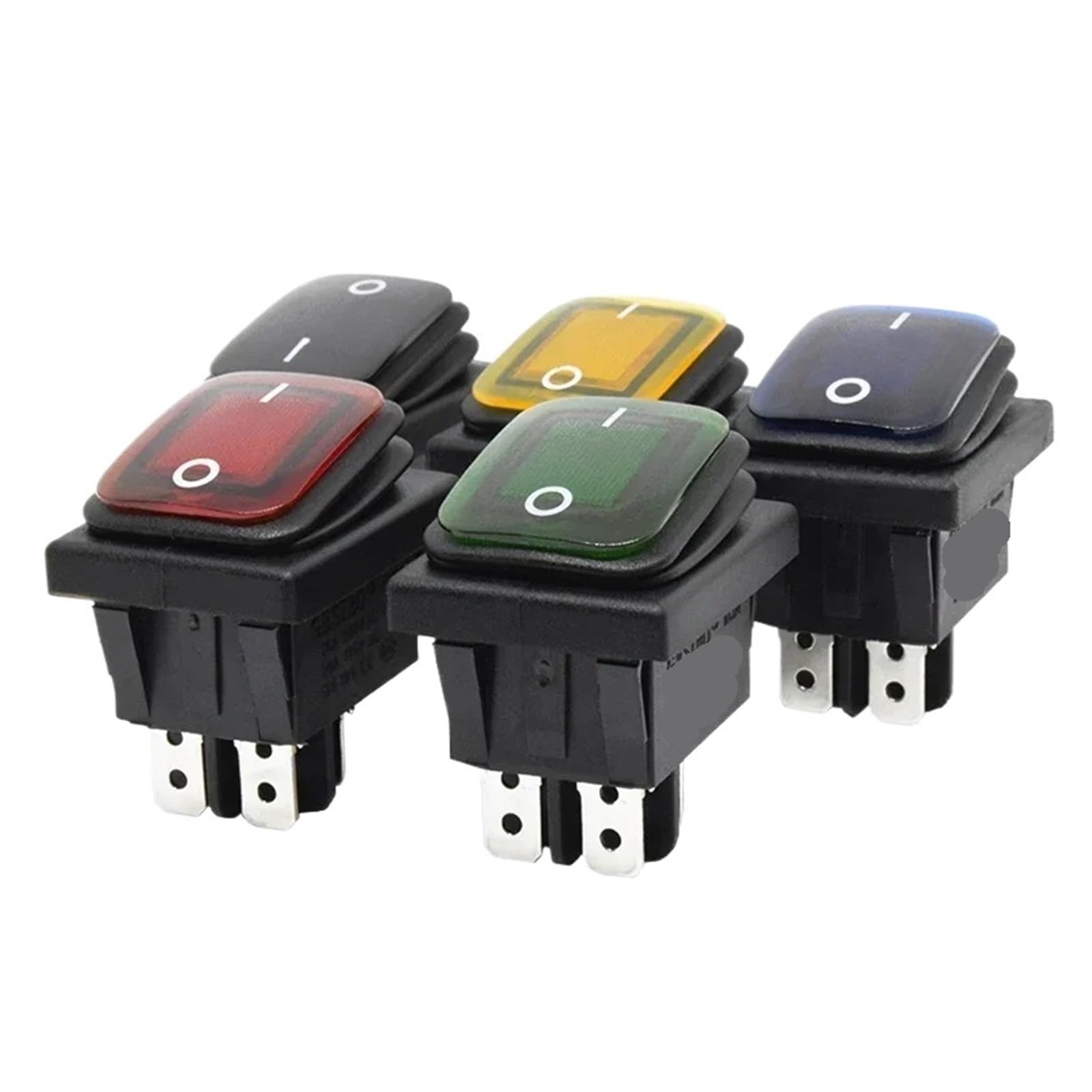 1 Uds 16A 250VAC KCD4-201 Interruptor Basculante 12V 220V DPST De 4 Pines(Black No Led,220V)