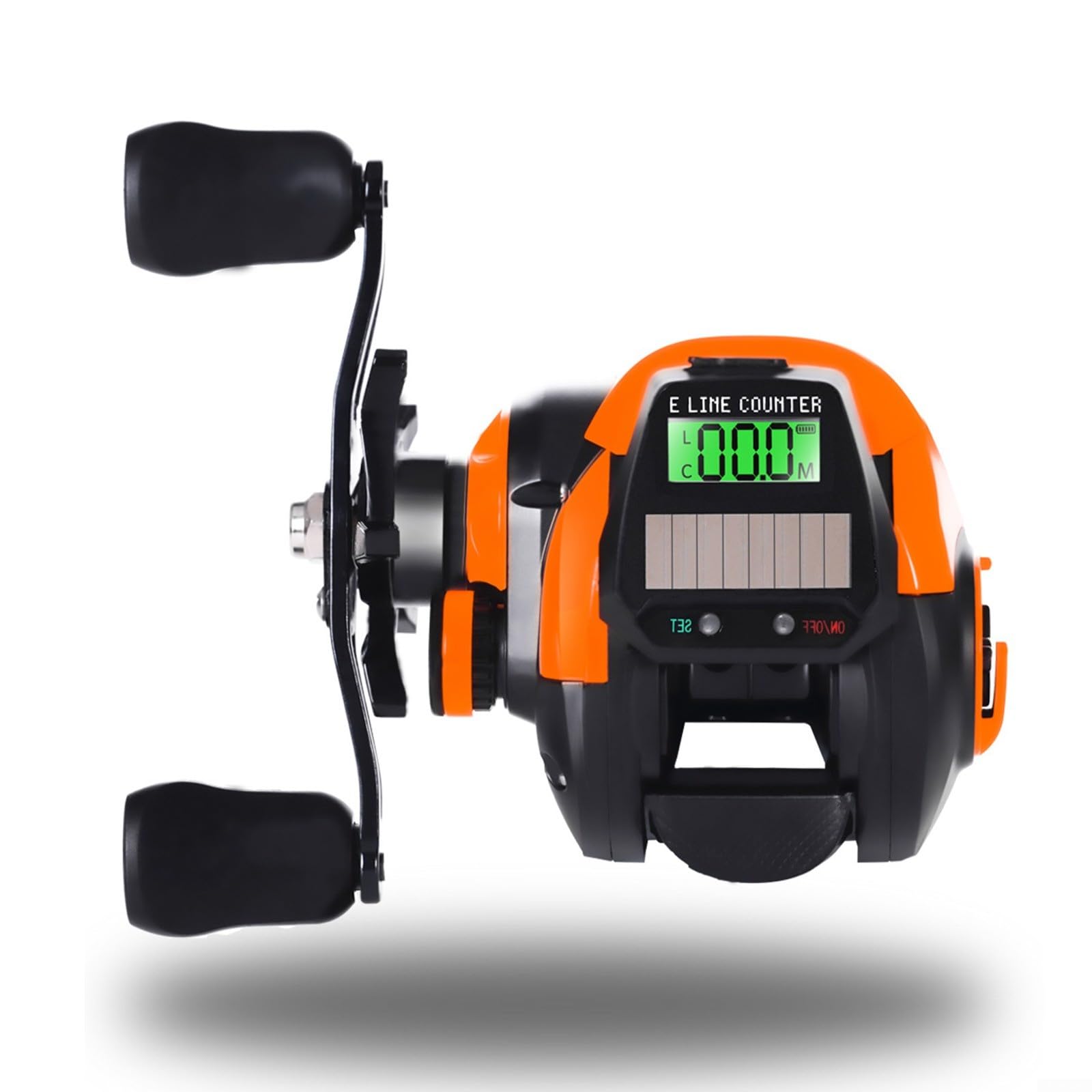 Carrete digital de cebo con contador de líneas, recargable por USB solar, relación de transmisión 7.2:1, 7+1 BB, arrastre máximo de 10 kg para pesca en agua dulce y salada