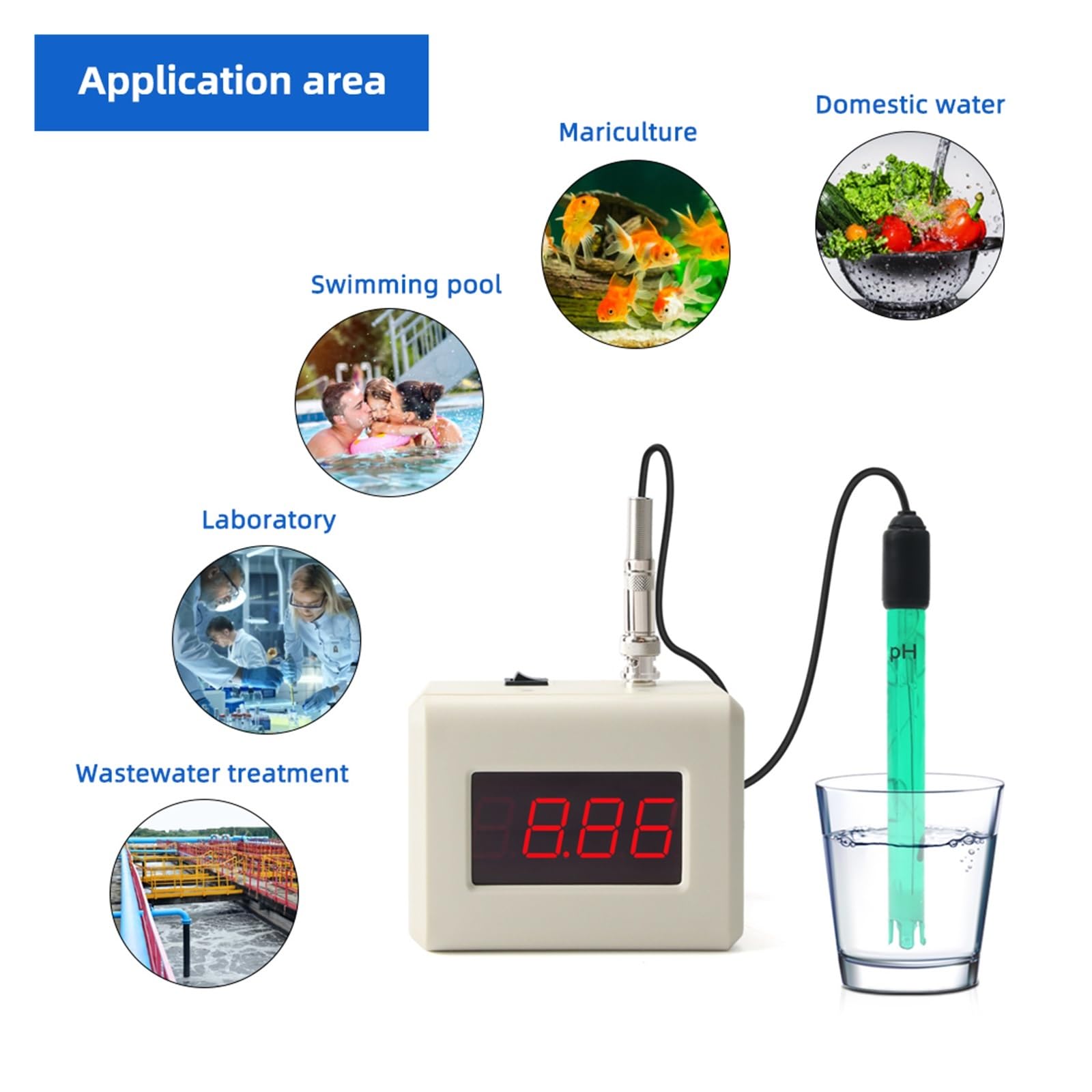 Medidor de pH Medidor de PH Digital Profesional 0,00-14 Probador Calidad del Agua medición acidómetro Instrumento análisis for Piscina Acuario