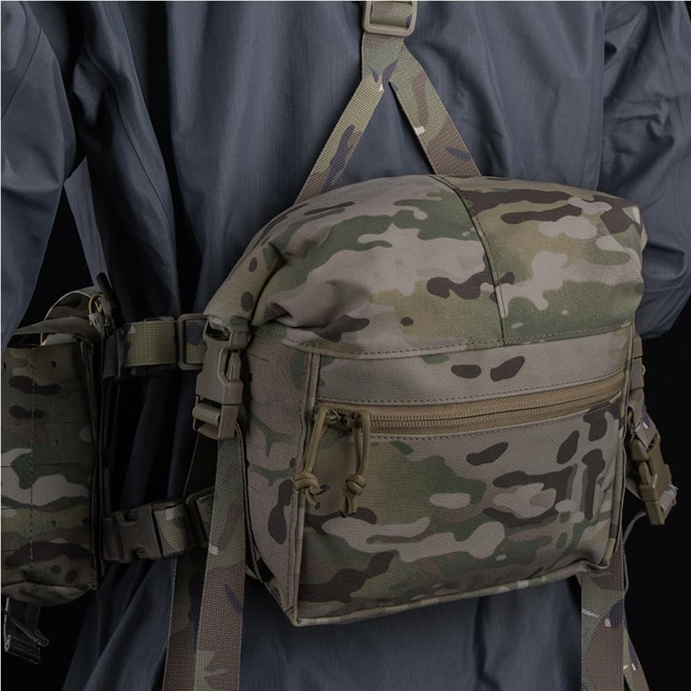 Tactical Expansion Pack Chest Bag,Large Capacity MOLLE Admin Pouch, Utility Chest Pouch for Placard Split Chest Rig