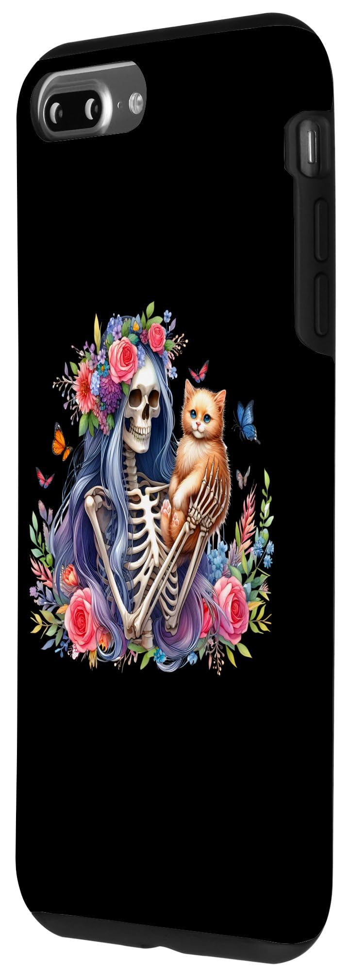 iPhone 7 Plus/8 Plus Female Skeleton And Cute Kitten Cat Lovers Halloween Vintage Case - Image 2