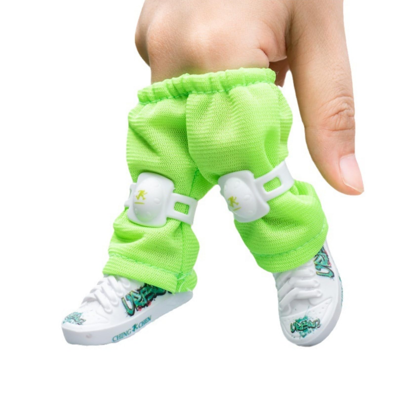 Mini Finger Skateboard Shoes, Knee Protection, Fashionable Sports Finger Pants, Suits for Skateboarders (Green)