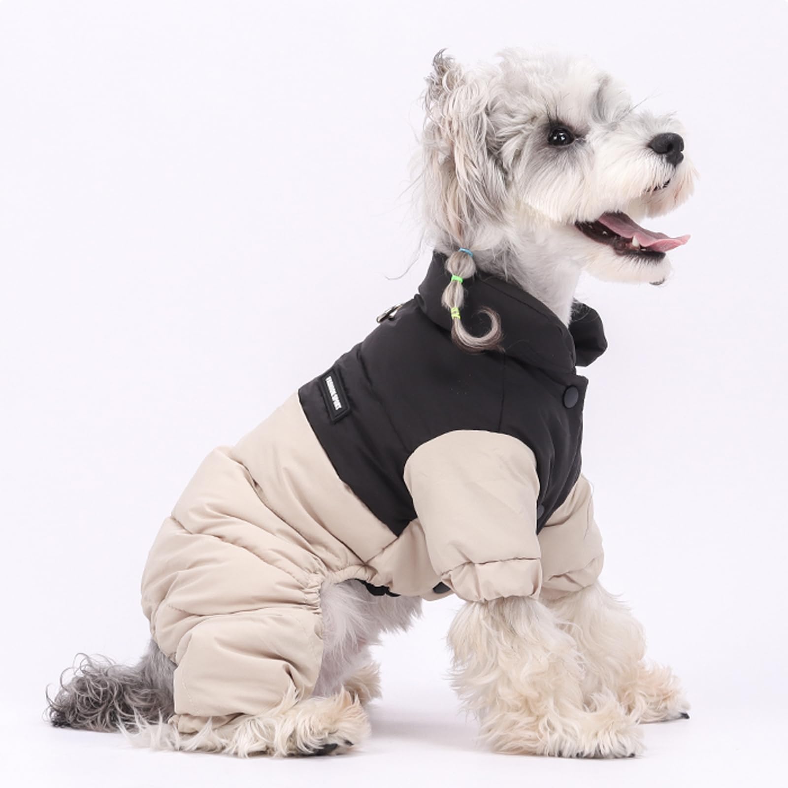 Winter-Hundemantel mit Stehkragen, winddicht, wasserdicht, warme Hundejacke für kaltes Wetter, vierbeiniger Haustier-Schneeanzug (Beige, M)