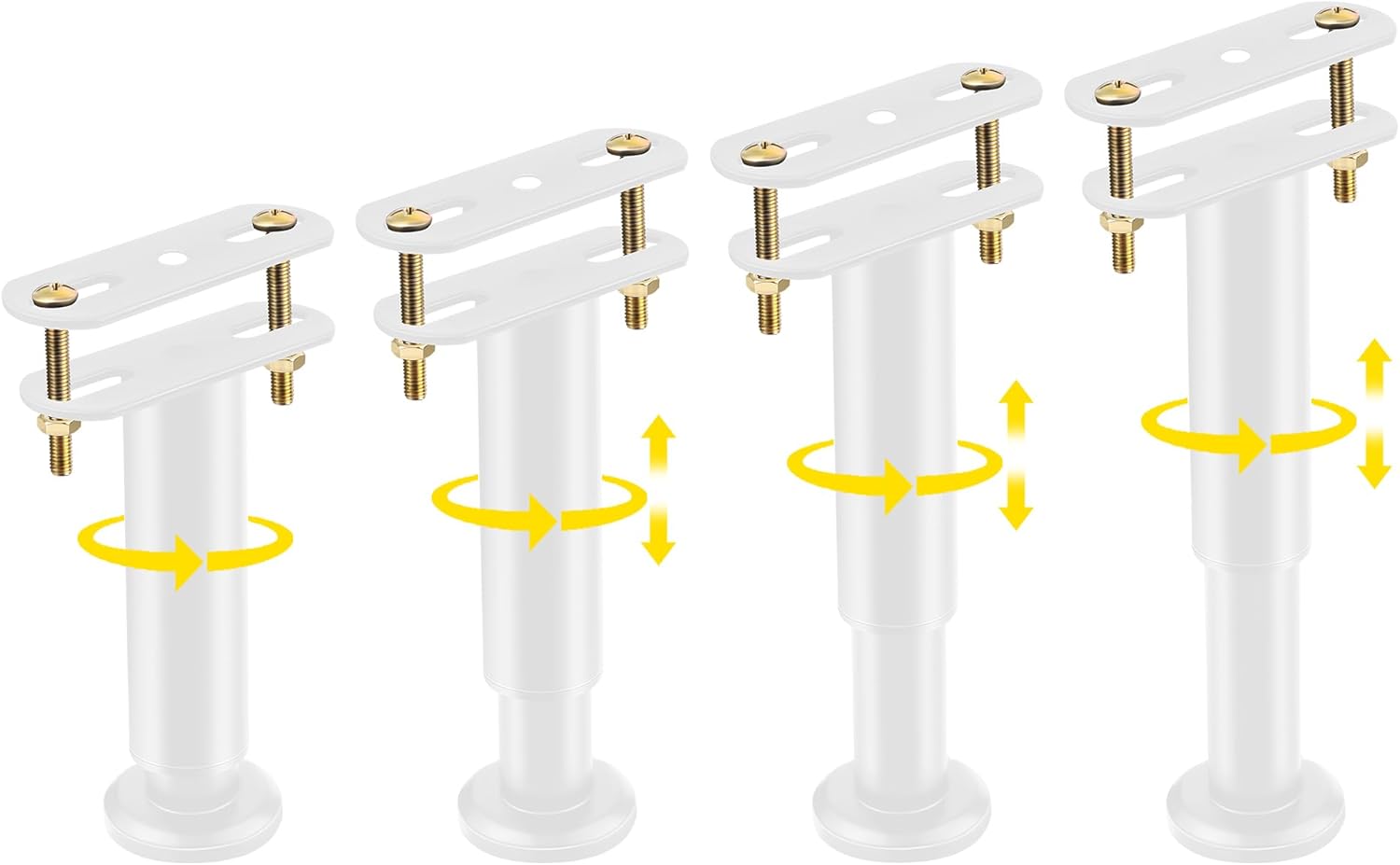 4 Pcs Adjustable Height Bed Support Legs [with Screws] 7.08-12.6 Inch, Metal Heavy Duty Bed Replacement Legs Bed Slats Support Legs for Bed Frame/Bed Center Slat/Furniture (White)