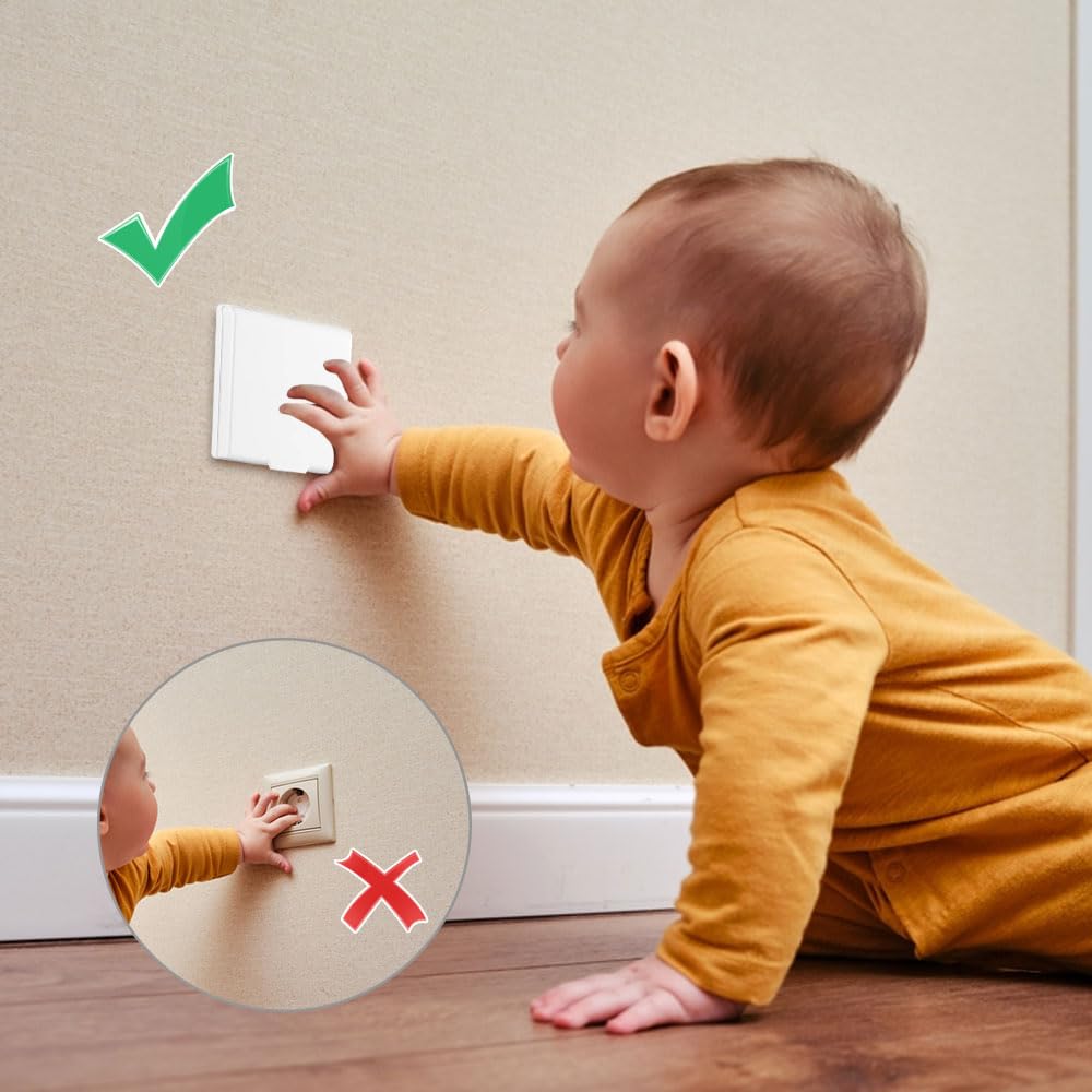 Lot De 4 Caches Prises Étanchés Ultra-Minces - Protecteurs Interrupteurs Autocollants Noir Et Transparent Pour Maison, Salle De Bain Et Extérieur