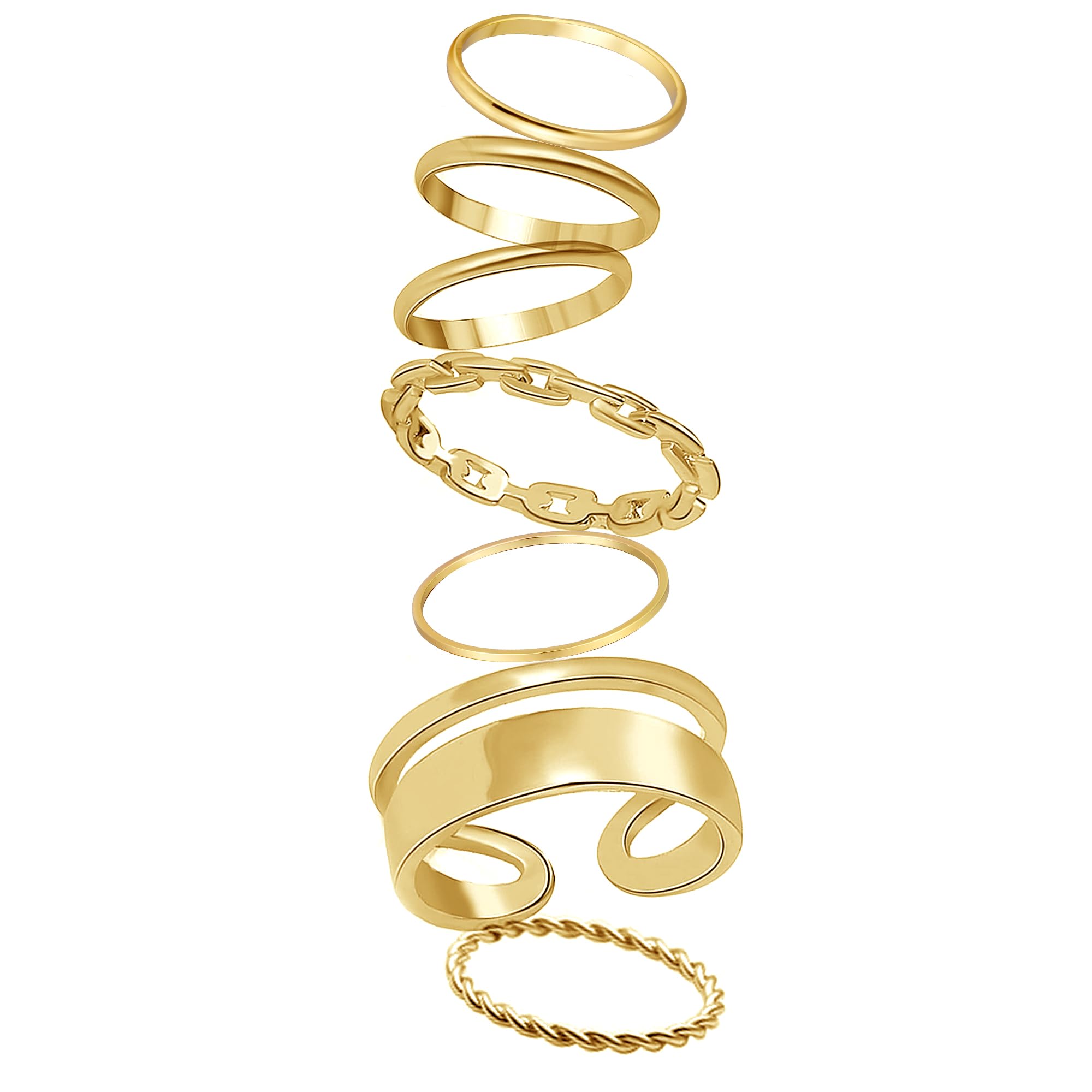 FAXHION Gold Knuckle Rings Set for Women Snake Chain Stacking Ring Vintage BOHO Midi Rings SIze Mixed