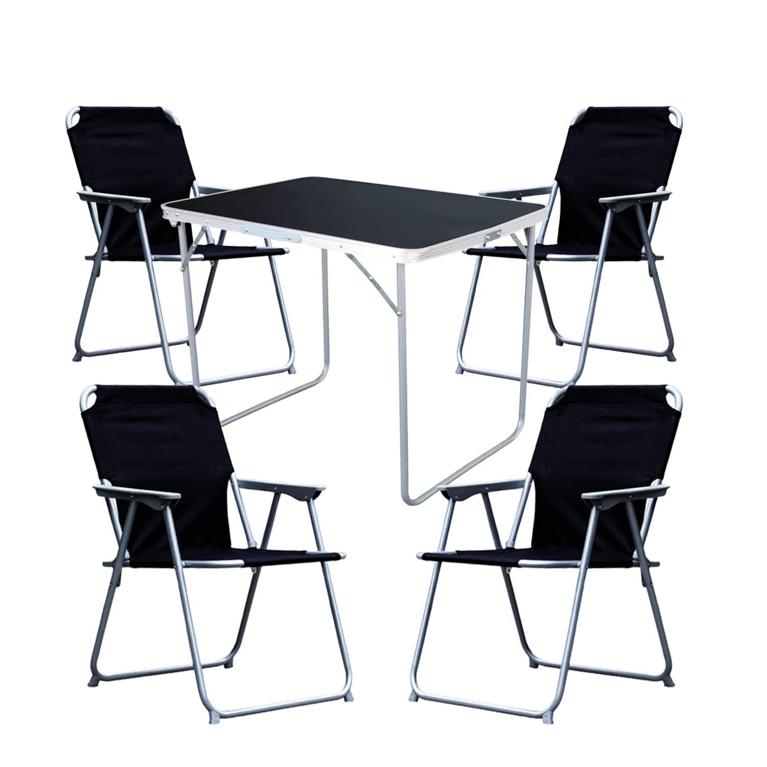 Table de camping avec 4 chaises pliantes pour éviter de manger au sol