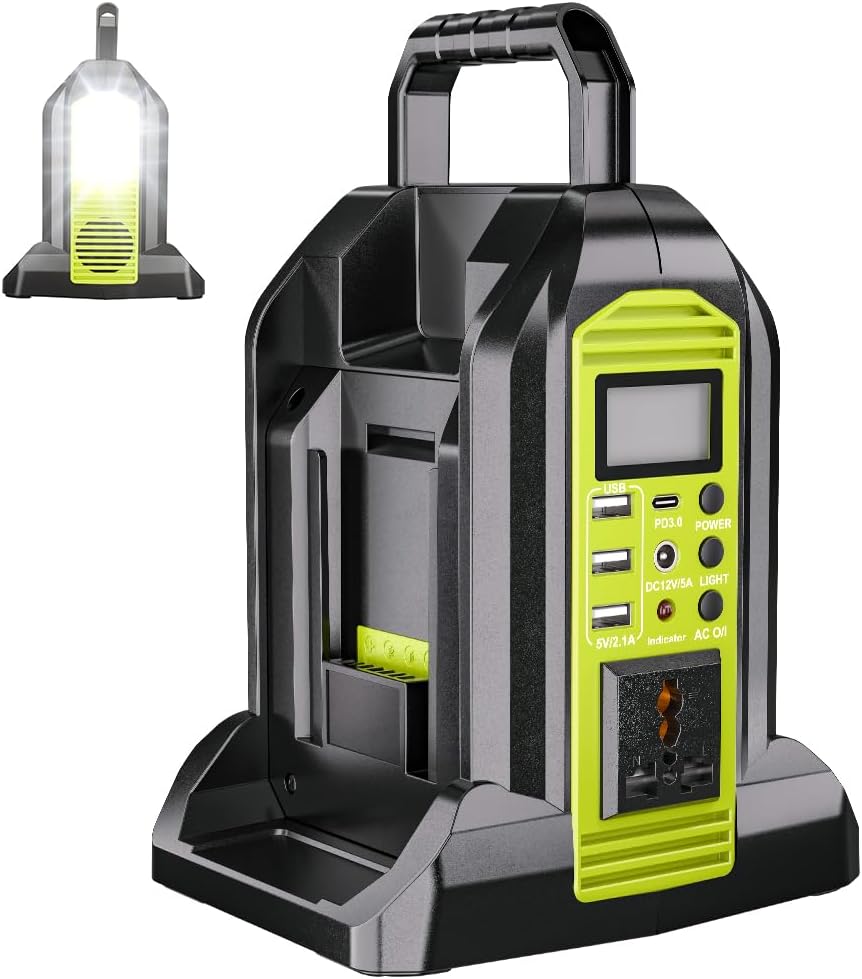 350W Pure Sine Wave Power Inverter Compatible with Ryobi 40V Lithium Battery, 2-Port DC to AC 110-120V Inverter with LED Light, USB-A & Type-C & DC Ports for Camping, Outdoor, Emergency (Tool Only)