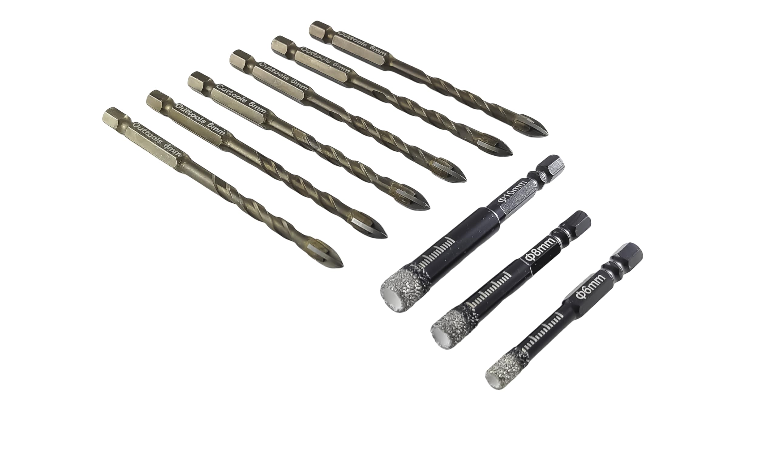 Porcelain Tile Drill Bits Set - CUTTOOLS Dry Diamond Drill Bits Quick-fit Hex Shank for Ceramic Tile Granite Marble Stone,9-Pack