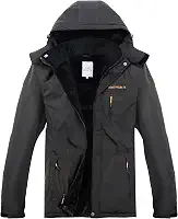 Jaqueta masculina impermeável respirável para esqui e neve, forrada com lã, casaco quente de inverno com capuz removível 6000 mm/3000 g