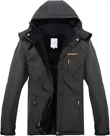 Jaqueta masculina impermeável respirável para esqui e neve, forrada com lã, casaco quente de inverno com capuz removível 6000 mm/3000 g