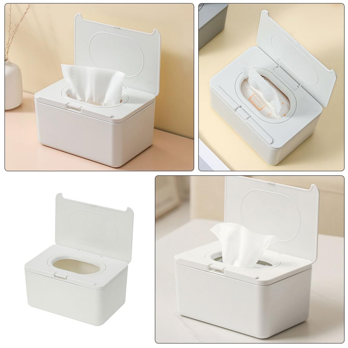 Contenitore per Salviettine Riutilizzabile 2 Pezzi in Plastica Bianca Dispenser Versatile e Moderno per Uso in Bagno e All'aperto