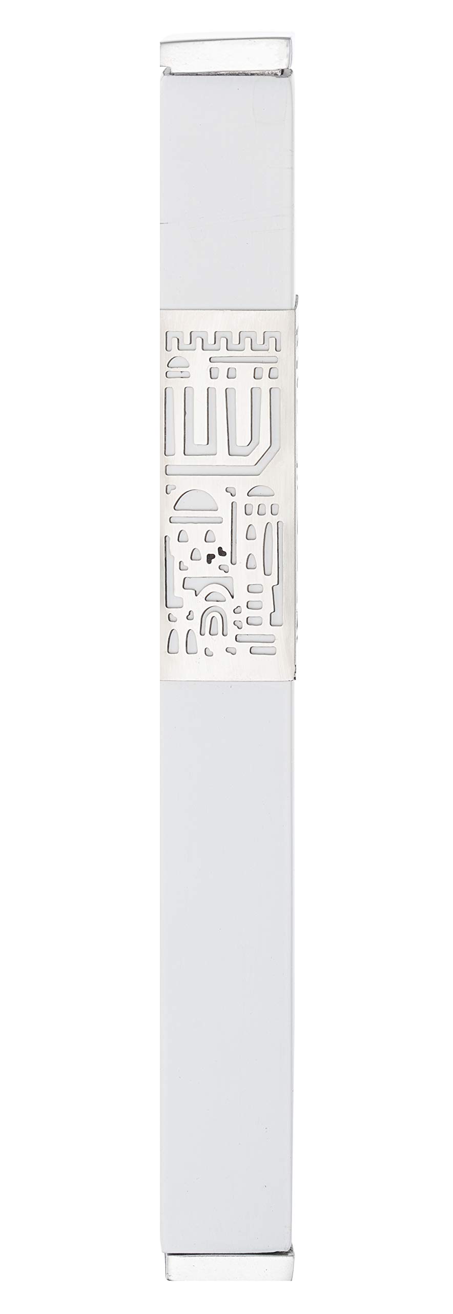 A&S Mezuzot Aluminum Mezuzah Case with Mordern Jerusalem Shin Design Waterproof Home Blessing Protection Housewarming Gift (White, 6 Inches)