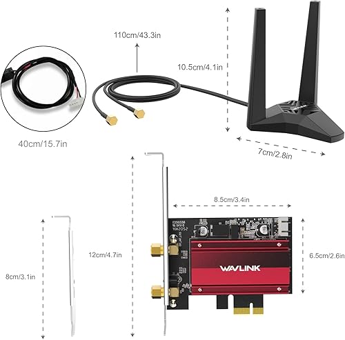 Miniatura 9 de WAVLINK Nueva tarjeta de red AX5400M WiFi 6E PCIe 2025, adaptador inalámbrico AX210 de tres bandas con Bluetooth 5.3, MU-MIMO, WPA3, OFDMA, soporte