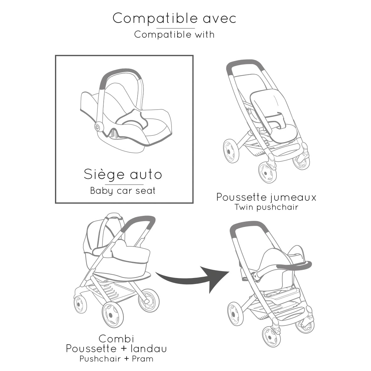 Smoby - Maxi-Cosi - Siège Rose - Jouet d'Imitation - pour Poupons Jusqu'à 42 cms - Léger - Poignée Orientable - A Partir de 3 Ans - Fabrication Espagnole