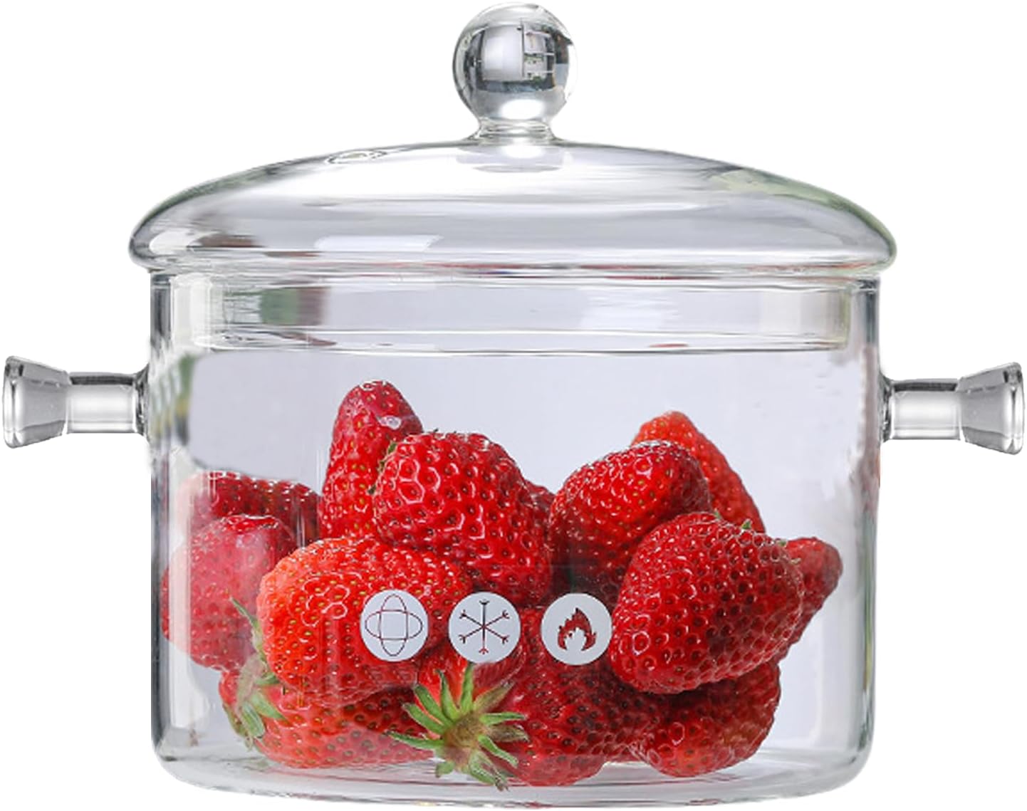 Glass Cooking Pot, 1.7L/57oz Heat-Resistant Borosilicate Glass Saucepan with Cover, Cookware Set Stovetop Pot for Soup, Pasta,& Baby Food (57OZ)