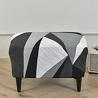 Vista 38 de Funda elástica otomana rectangular para taburete, funda de elastano estampada para reposapiés, protector antideslizante para reposapiés, con parte #1