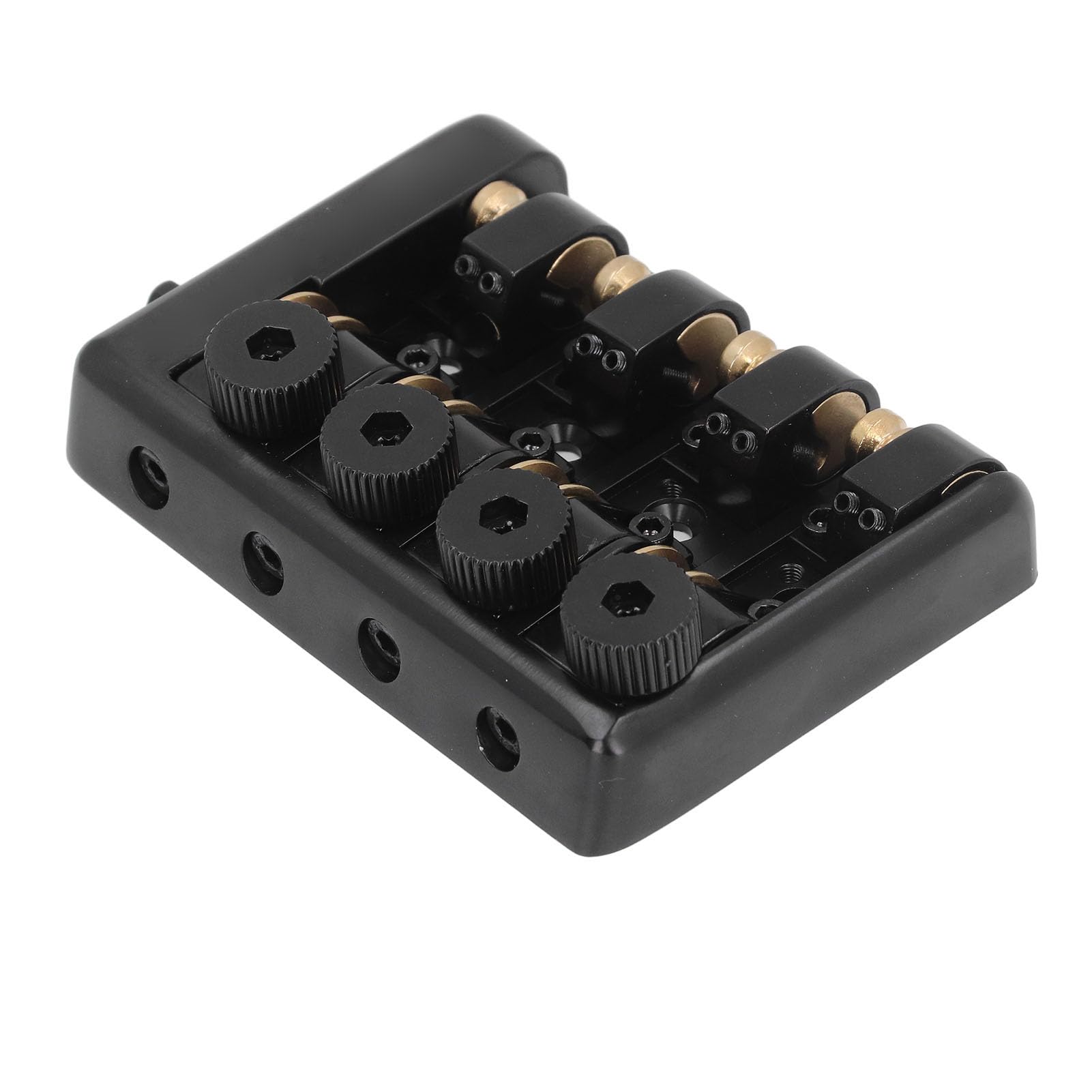 Sorandy 4-strunowy Bezgłowy Mostek do Basu Elektrycznego, Mostek Zamienny ze Stopu Cynku i Mosiądzu z blokadą strunową, Idealny do 4 Bezgłowych Gitar Basowych (BLACK)