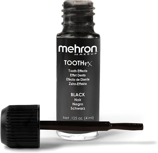 Mehron Makeup Tooth FX with brush, Black for Special Effects, Halloween, Movies (0.25 oz)