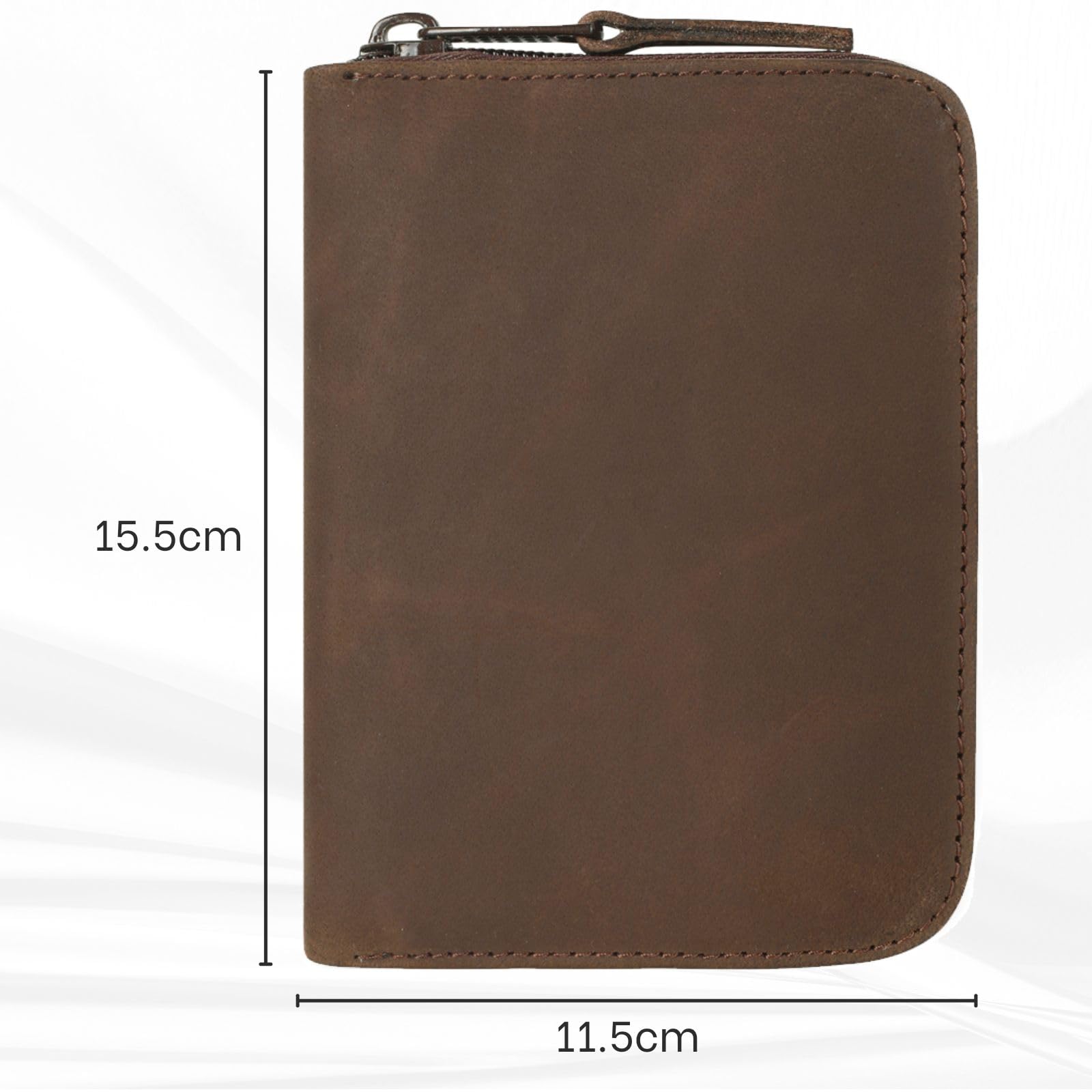 Porta passaporto in pelle, fatto a mano, in vera pelle, portadocumenti da viaggio con gancio a moschettone per chiavi e chiusura con cerniera, Marrone, Carry 1-2 Passports, Moderno
