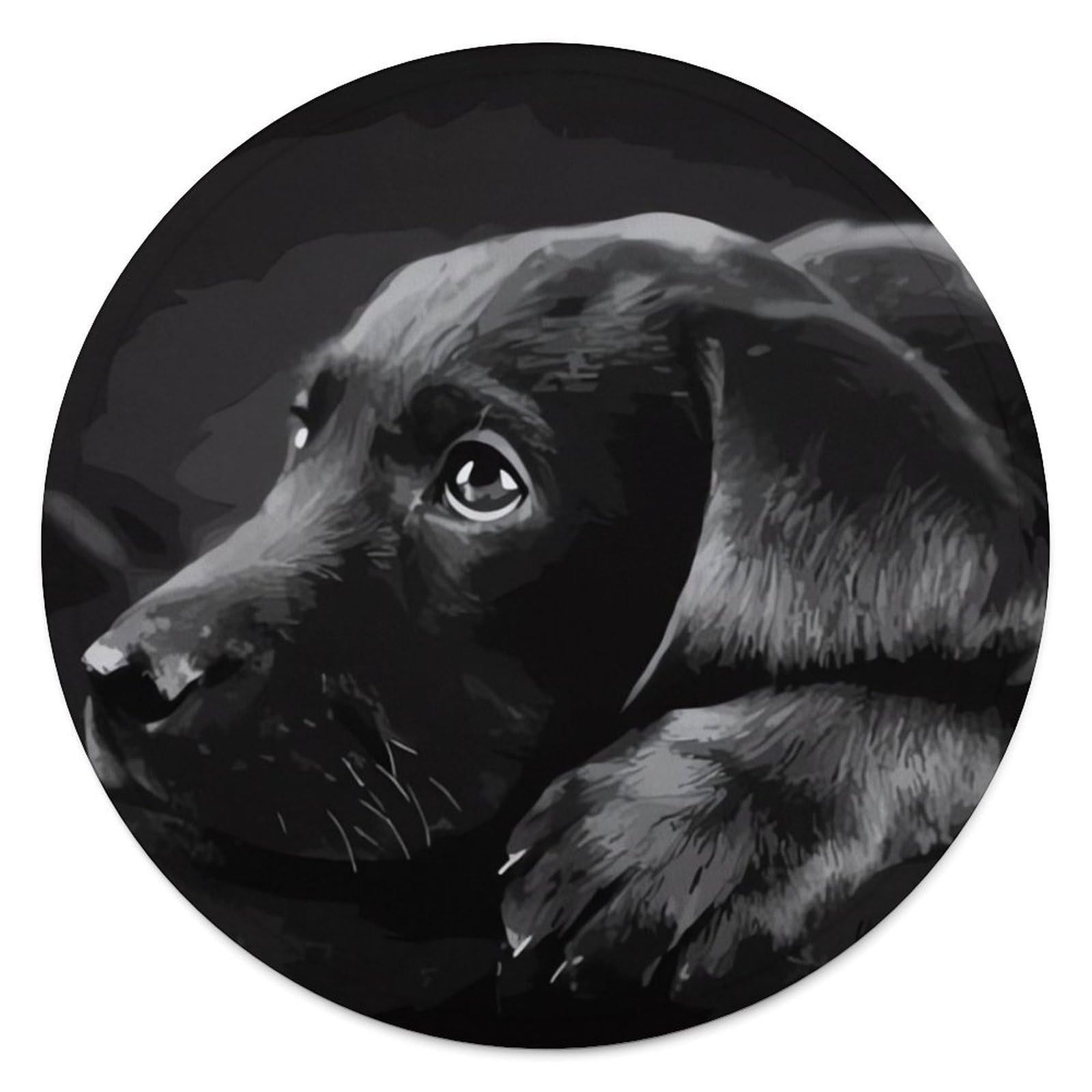 Couverture ronde flanelle labrador noir 140cm pour canapé