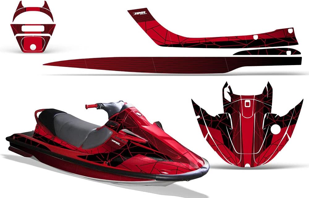 AMR Racing Jet Ski Graphics kit Sticker Decal Compatible with Kawasaki STX 1100 1997-1999 - Geometrik Red Black