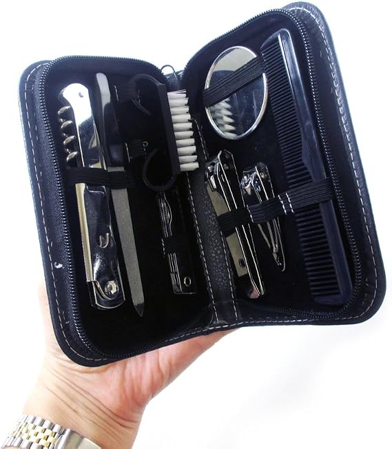 9 Pc Mens Manicure Pedicure Travel Set Gentlemen Nail Clipper Portable Toiletry