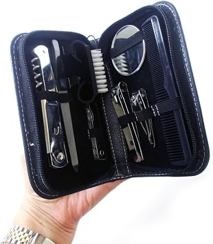 9 Pc Mens Manicure Pedicure Travel Set Gentlemen Nail Clipper Portable Toiletry