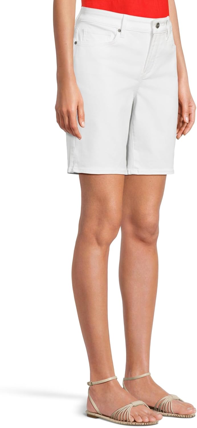 NYDJ Women's Ella Shorts With Sideseam Slits In Optic White - Image 2