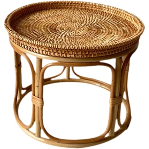 THE STYLE SUTRA Rattan Side Table Holder Accent Desk Tray NightStand for Office Proch Indoor 32cmx25cm